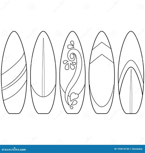 Surfboards On A White Background. Types Of Surfboards With A Pattern ...