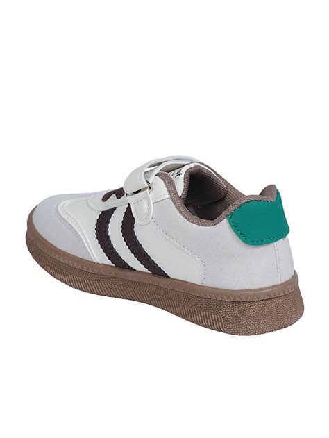 Brown Green Synthetic Leather Velcro Sneakers For Kids-Unisex (TC-589 ...
