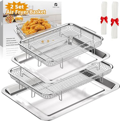 Amazon.com: Air Fryer Basket for Oven, 2 Set Air Fryer Tray and Pan ...
