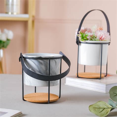 Marble Bucket Style Planter Online - Premium Planter | Nestasia