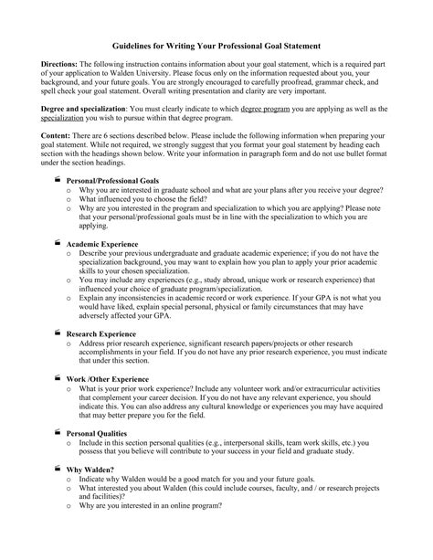 Free Printable Goal Statement Templates [PDF, Word] / Personal ...