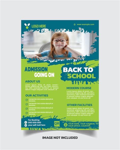 Modern school flyer template design and kids admission leaflet vector ...