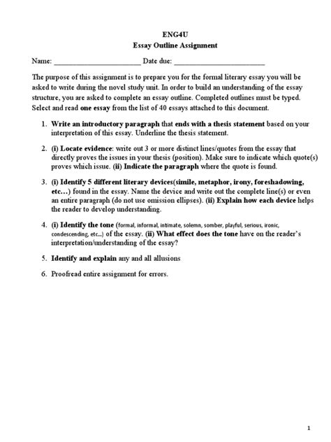Essay Outline Assignment | PDF | Essays | Ten Commandments