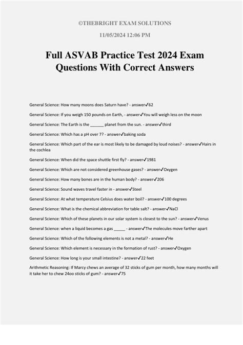 Full ASVAB Practice Test 2024 Exam Questions With Correct Answers ...