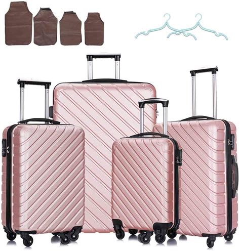 4-Piece Rose Gold Travel Luggage Set: Lightweight, India | Ubuy