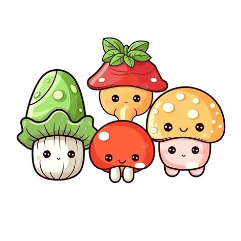 Cute Funny Mushroom Vegetable Cartoon Kawaii Style Mushroom Vegetable ...