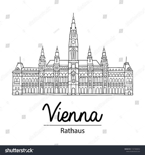 Vienna Sightseeing Illustration Outline Drawing Coloring: vetor stock (livre de direitos ...