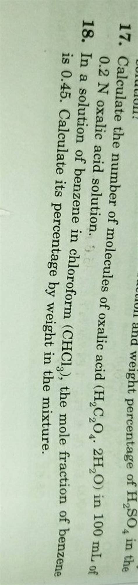 17. Calculate the number of molecules of oxalic acid (H2 C2 O4 ⋅2H2 O) in..