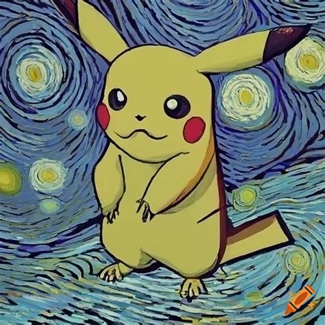 Vincent van gogh-inspired painting of pikachu on Craiyon
