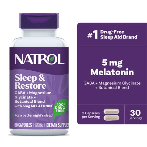 Natrol Sleep Capsules, GABA, Magnesium Glycinate, Melatonin 5mg, 30-Day Supply - Walmart.com