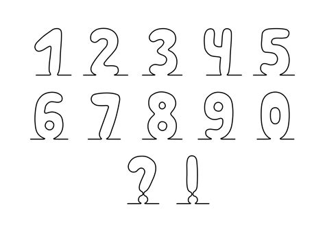 Set latin alphabet numbers from 1 to 9, signs continuous one line ...