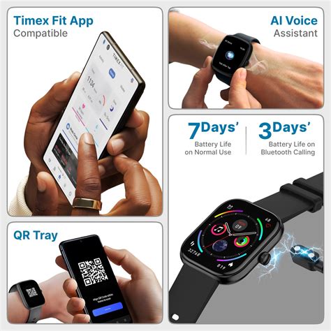 Timex iConnect Arc 2.01 inches (5.1 cm) Display with BT Calling Smartw