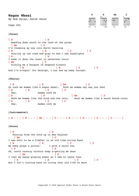 Wagon Wheel Chords Wagon Wheel ★ Bob Dylan ★ Guitar Lesson