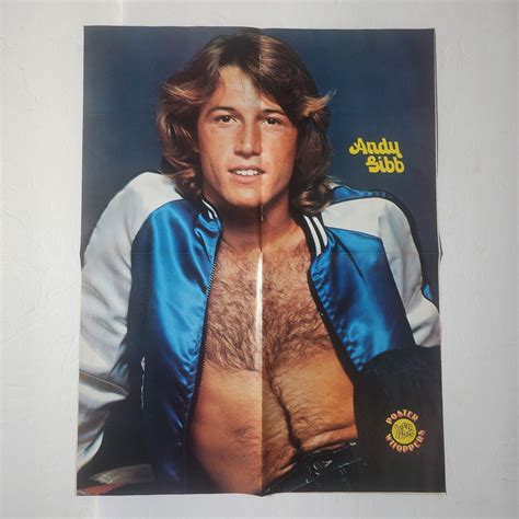 Andy Gibb shirtless hairy chest double-sided vintage Poster clipping ...