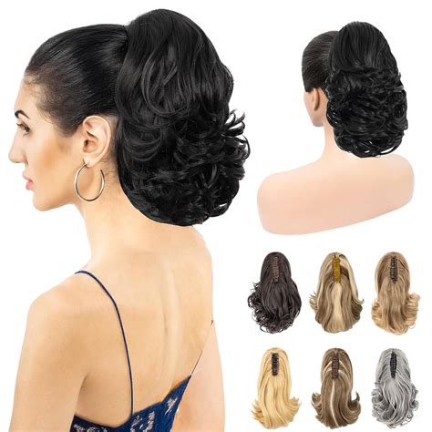Amazon.com : LuxeHair 11" Classic Loose Curly Claw Clip In Ponytail ...