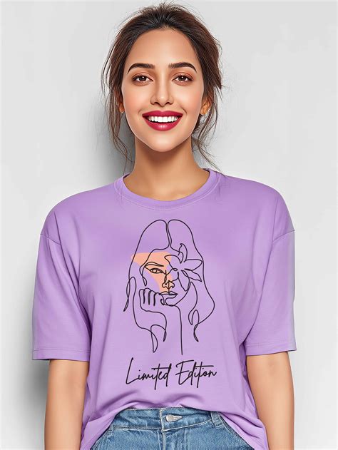 Abstract Face & Floral Line Art Design- Limited Edition Women's Oversi ...
