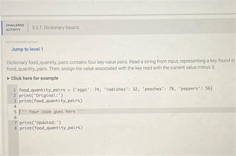 Solved CHALLENGEACTIVITY3.5.1: Dictionary | Chegg.com