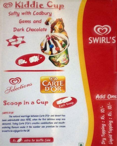 Menu at Kwality Walls Swirl, Chandigarh