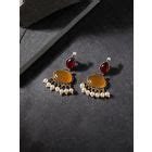 Silver Toned White Handcrafted Brass Earrings