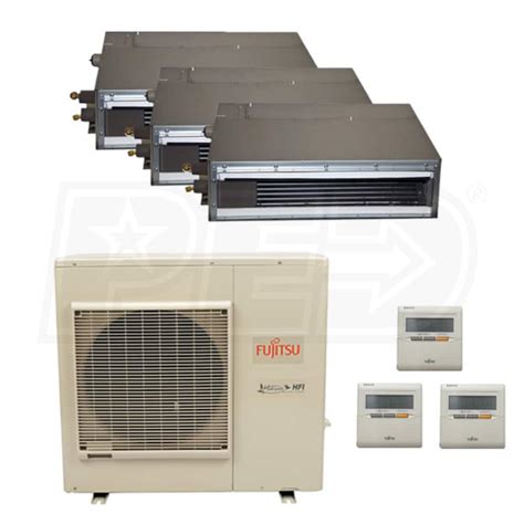 Fujitsu Concealed Duct 3-Zone System - 36,000 BTU Outdoor - 7k + 7k ...