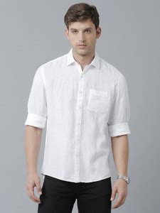 Linen Club Men Solid Casual White Shirt - Buy Linen Club Men Solid ...