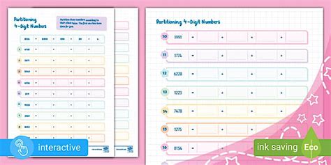 Partitioning 4-Digit Numbers (Ages 8 - 9)