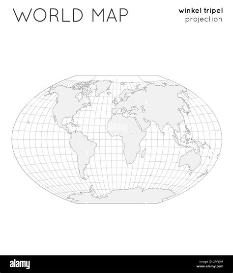 World map. Globe in Winkel Tripel projection, with graticule lines ...