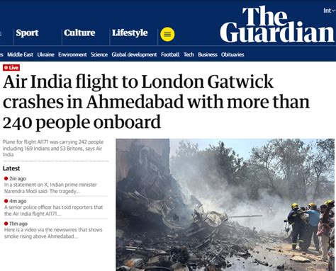 Horrific Air India plane crash leaves world media stunned