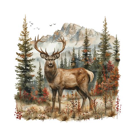 15 Deer Clipart, Printable Watercolor Clipart, Watercolor Deer Clipart ...