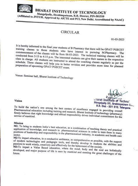 G PACT - BHARAT INSTITUTE OF TECHNOLOGY Mangalpally, lbrahimpatnam ...