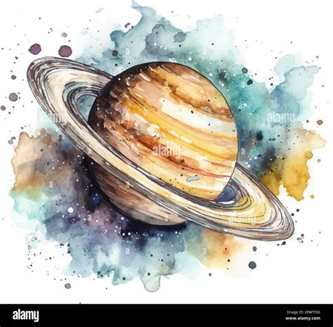 Watercolor illustration of planet Jupiter of solar system. Hand drawn illustration isolated on ...