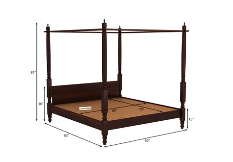 Buy Rare Poster Bed Without Storage Queen Size, Walnut Finish Online ...