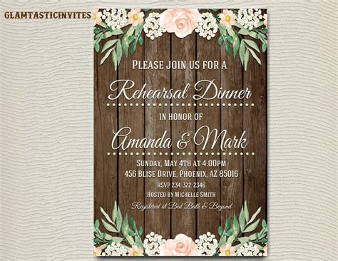 Rustic Rehearsal Dinner Invitation Rustic by GlamtasticInvites