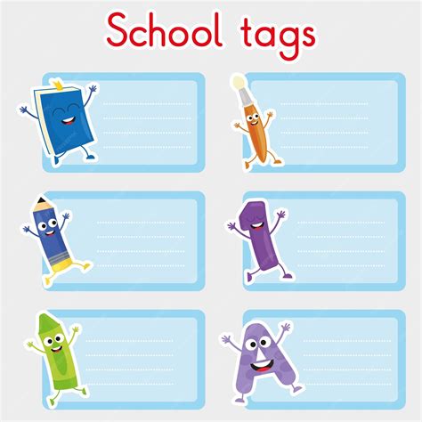 Cute school labels and class objects | Premium Vector
