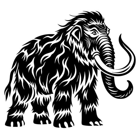 Woolly mammoth black white Vectors - Download Free High-Quality Vectors ...