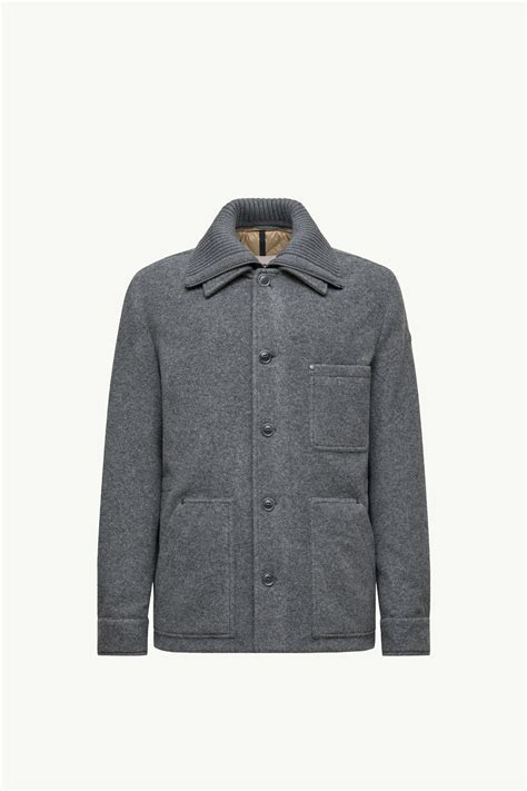 Gray Germain Wool Down Shirt Jacket - Short Down Jackets for Men ...