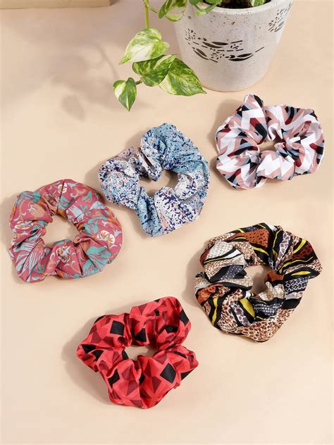 Women Pack of 5 Printed Scrunchies – Aditi Wasan