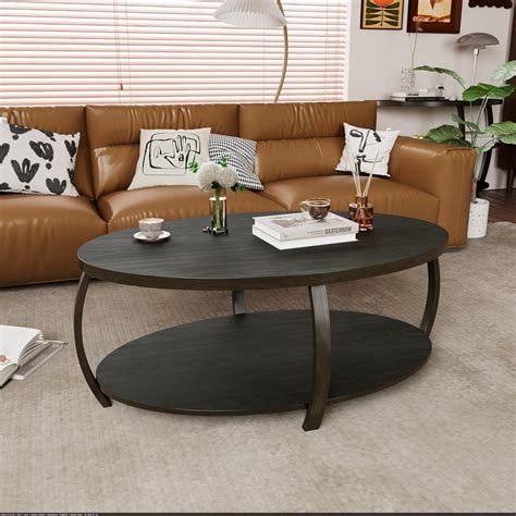 Amazon.com: JESONVID Drum Oval Coffee Table for Living Room, Industrial ...