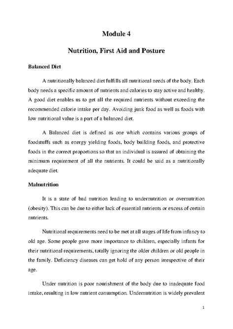 PE Module 4 - Physical education - Module 4 Nutrition, First Aid and ...