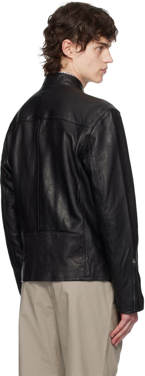 Polo Ralph Lauren Black Café Racer Leather Jacket Polo Ralph Lauren