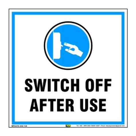 Mr. Safe - Switch Off After Use Sign Eco Vinyl Sticker 8 inch X 8 inch ...