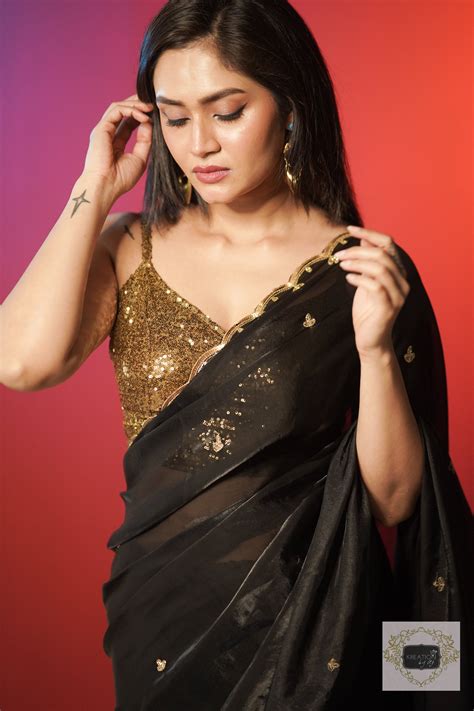 Black Sequins Piyali Saree – kreationbykj