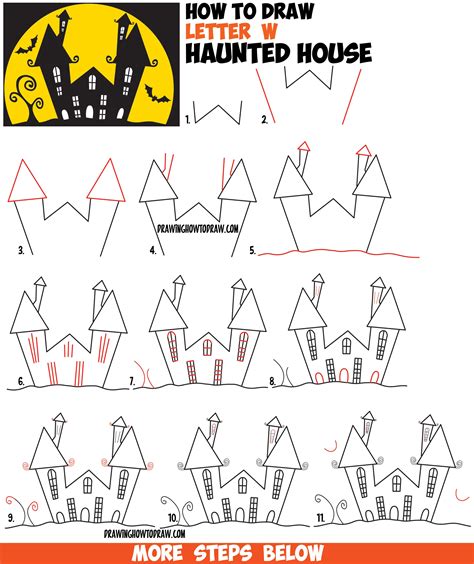 halloween pictures to draw step by step
