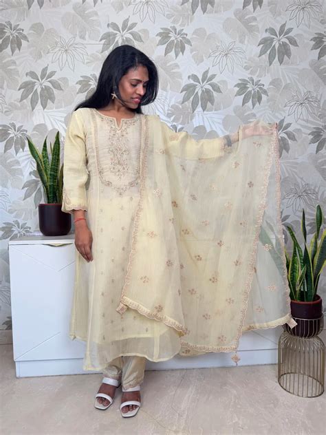Tissue Salwar Set with Zardozi Mango Neck Work – Valli House of Weaves