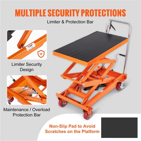 VEVOR Hydraulic Lift Table Cart, 770lbs Capacity 59" Lifting Height, Manual Double Scissor Lift ...