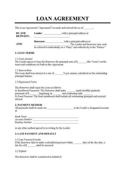 Loan Agreement Word Template