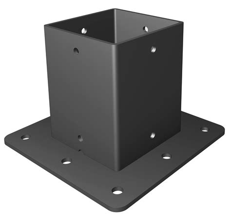 Steel Post Base 4"x4" Mailbox Thick Base Plate Black Powder-Coated ...