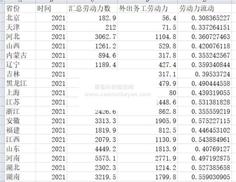 2021-2006年中国省级劳动力流动数据、外出务工劳动力数据 - 哔哩哔哩