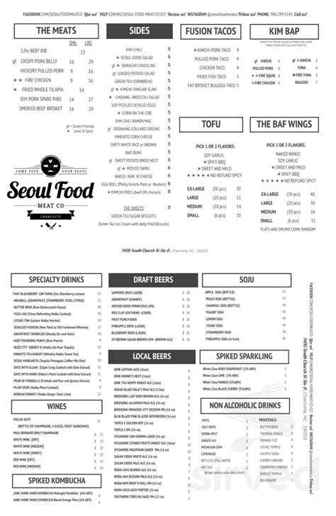 Seoul Food Meat Company menus in Charlotte, North Carolina, United States