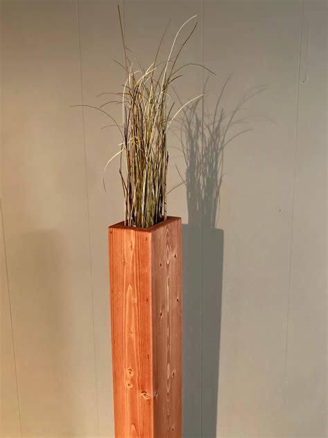 Tall Wood Floor Vase, Rustic Wood Vase, Decorative Vase, Farmhouse ...